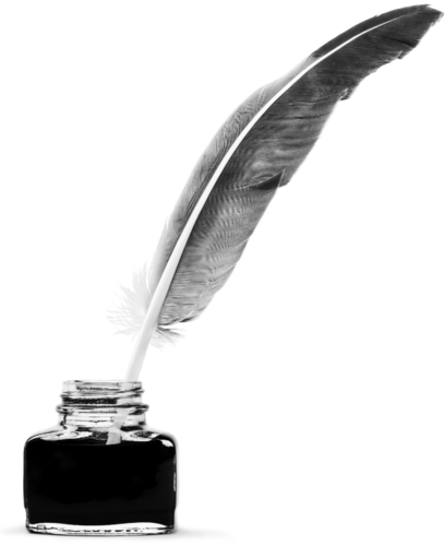 a quill with an inkwell, tres fancy!