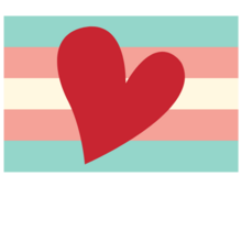 a trans flag with a big red Scarleteen heart on it because we love you